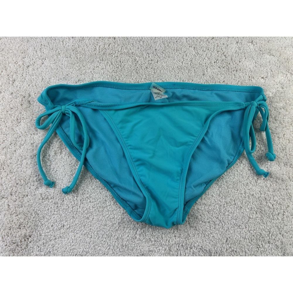 Old Navy Bikini Bottom Womens Medium Blue Side Tie Swim Beachwear Nylon Spandex